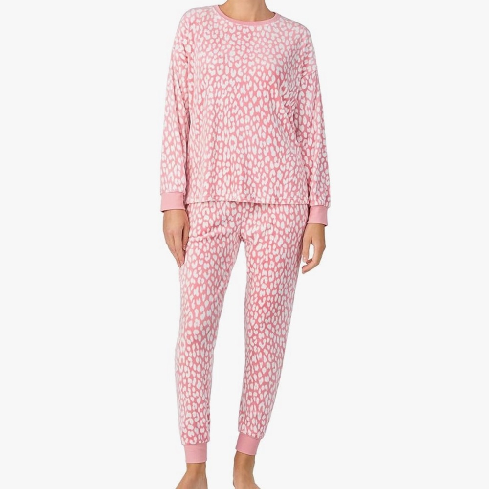 Kate Spade Pink and White Leopard Pajama Set
